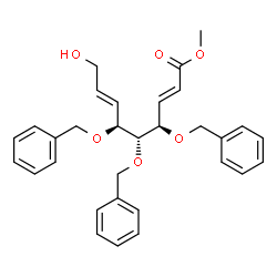 ChemSpider 2D Image | Methyl (2E,4R,5R,6S,7E)-4,5,6-tris(benzyloxy)-9-hydroxy-2,7-nonadienoate | C31H34O6