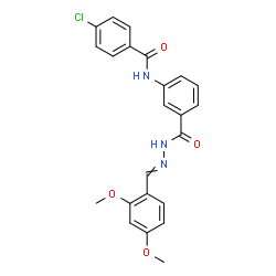 ChemSpider 2D Image | 4-Chloro-N-(3-{[2-(2,4-dimethoxybenzylidene)hydrazino]carbonyl}phenyl)benzamide | C23H20ClN3O4