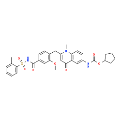 ChemSpider 2D Image | Cyclopentyl [2-(2-methoxy-4-{[(2-methylphenyl)sulfonyl]carbamoyl}benzyl)-1-methyl-4-oxo-1,4-dihydro-6-quinolinyl]carbamate | C32H33N3O7S