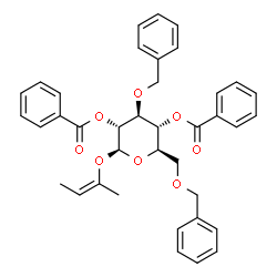 ChemSpider 2D Image | (2Z)-2-Buten-2-yl 2,4-di-O-benzoyl-3,6-di-O-benzyl-beta-D-glucopyranoside | C38H38O8