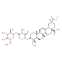 ChemSpider 2D Image | (3beta)-3-{[4-O-(beta-D-Glucopyranosyl)-beta-D-xylopyranosyl]oxy}-23-hydroxy-30-methoxy-30-oxoolean-12-en-28-oic acid | C42H66O15
