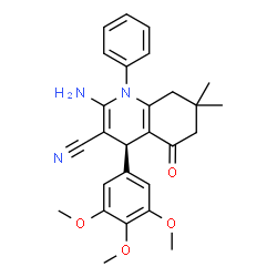 ChemSpider 2D Image | (4S)-2-Amino-7,7-dimethyl-5-oxo-1-phenyl-4-(3,4,5-trimethoxyphenyl)-1,4,5,6,7,8-hexahydro-3-quinolinecarbonitrile | C27H29N3O4