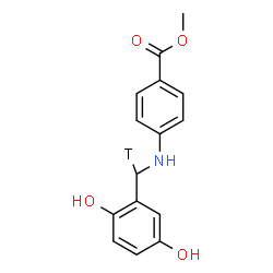 ChemSpider 2D Image | Methyl 4-{[(2,5-dihydroxyphenyl)(~3~H_1_)methyl]amino}benzoate | C15H14TNO4