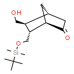 ChemSpider 2D Image | (1R,4R,5S,6R)-6-({[Dimethyl(2-methyl-2-propanyl)silyl]oxy}methyl)-5-(hydroxymethyl)bicyclo[2.2.1]heptan-2-one | C15H28O3Si