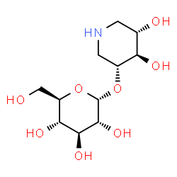 ChemSpider 2D Image | (3R,4R,5S)-4,5-Dihydroxy-3-piperidinyl alpha-D-glucopyranoside | C11H21NO8