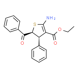ChemSpider 2D Image | 3-Thiophenecarboxylic acid, 2-amino-5-benzoyl-4,5-dihydro-4-phenyl-, ethyl ester, (4R,5R)-rel- | C20H19NO3S