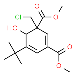 ChemSpider 2D Image | Dimethyl 3-(chloromethyl)-4-hydroxy-5-(2-methyl-2-propanyl)-1,5-cyclohexadiene-1,3-dicarboxylate | C15H21ClO5