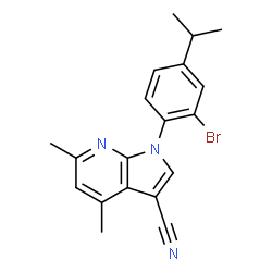 ChemSpider 2D Image | 1-(2-Bromo-4-isopropylphenyl)-4,6-dimethyl-1H-pyrrolo[2,3-b]pyridine-3-carbonitrile | C19H18BrN3