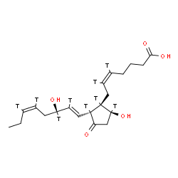 ChemSpider 2D Image | (5Z,8beta,9beta,13Z,15R,17Z)-9,15-Dihydroxy-11-oxo(5,6,8,9,12,14,15,17,18-~3~H_9_)prosta-5,13,17-trien-1-oic acid | C20H21T9O5