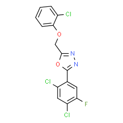 ChemSpider 2D Image | 2-[(2-Chlorophenoxy)methyl]-5-(2,4-dichloro-5-fluorophenyl)-1,3,4-oxadiazole | C15H8Cl3FN2O2