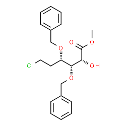 ChemSpider 2D Image | Methyl 3,4-di-O-benzyl-6-chloro-5,6-dideoxy-L-lyxo-hexonate | C21H25ClO5