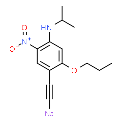 ChemSpider 2D Image | {[4-(Isopropylamino)-5-nitro-2-propoxyphenyl]ethynyl}sodium | C14H17N2NaO3