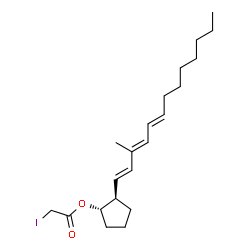 ChemSpider 2D Image | (1S,2R)-2-[(1E,3E,5E)-3-Methyl-1,3,5-tridecatrien-1-yl]cyclopentyl iodoacetate | C21H33IO2
