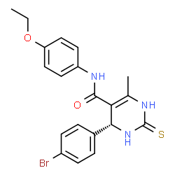 ChemSpider 2D Image | (4R)-4-(4-bromophenyl)-N-(4-ethoxyphenyl)-6-methyl-2-thioxo-3,4-dihydro-1H-pyrimidine-5-carboxamide | C20H20BrN3O2S
