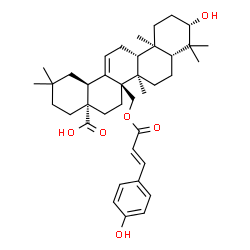 ChemSpider 2D Image | (3beta)-3-Hydroxy-27-{[(2E)-3-(4-hydroxyphenyl)-2-propenoyl]oxy}olean-12-en-28-oic acid | C39H54O6