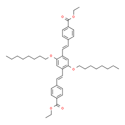 ChemSpider 2D Image | Diethyl 4,4'-{[2,5-bis(octyloxy)-1,4-phenylene]di(E)-2,1-ethenediyl}dibenzoate | C44H58O6