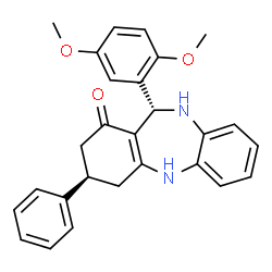 ChemSpider 2D Image | (6S,9R)-6-(2,5-dimethoxyphenyl)-9-phenyl-5,6,8,9,10,11-hexahydrobenzo[c][1,5]benzodiazepin-7-one | C27H26N2O3