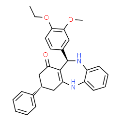 ChemSpider 2D Image | (6R,9S)-6-(4-ethoxy-3-methoxy-phenyl)-9-phenyl-5,6,8,9,10,11-hexahydrobenzo[c][1,5]benzodiazepin-7-one | C28H28N2O3