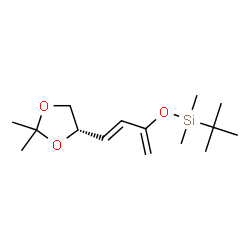 ChemSpider 2D Image | ({(3E)-4-[(4S)-2,2-Dimethyl-1,3-dioxolan-4-yl]-1,3-butadien-2-yl}oxy)(dimethyl)(2-methyl-2-propanyl)silane | C15H28O3Si