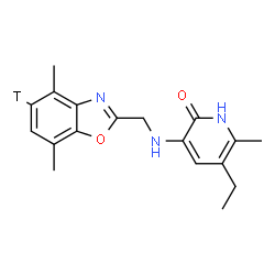 ChemSpider 2D Image | 3-({[4,7-Dimethyl(5-~3~H)-1,3-benzoxazol-2-yl]methyl}amino)-5-ethyl-6-methyl-2(1H)-pyridinone | C18H20TN3O2