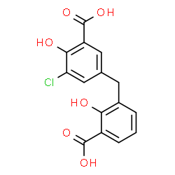 ChemSpider 2D Image | 5-(3-Carboxy-2-hydroxybenzyl)-3-chloro-2-hydroxybenzoic acid | C15H11ClO6