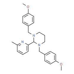 ChemSpider 2D Image | 1,3-Bis(4-methoxybenzyl)-2-(6-methyl-2-pyridinyl)hexahydropyrimidine | C26H31N3O2