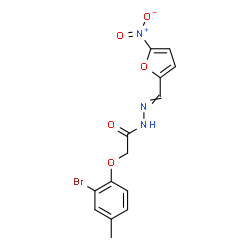 ChemSpider 2D Image | 2-(2-Bromo-4-methylphenoxy)-N'-[(5-nitro-2-furyl)methylene]acetohydrazide | C14H12BrN3O5