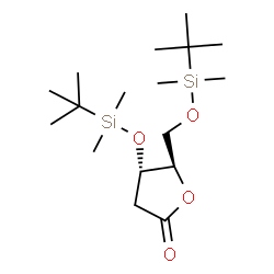 ChemSpider 2D Image | (4S,5R)-4-[(tert-butyldimethylsilyl)oxy]-5-{[(tert-butyldimethylsilyl)oxy]methyl}oxolan-2-one | C17H36O4Si2