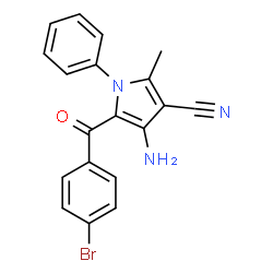 ChemSpider 2D Image | 4-Amino-5-(4-bromobenzoyl)-2-methyl-1-phenyl-1H-pyrrole-3-carbonitrile | C19H14BrN3O