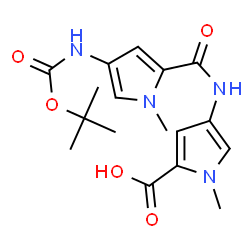 ChemSpider 2D Image | 4-(4-((tert-Butoxycarbonyl)amino)-1-methyl-1H-pyrrole-2-carboxamido)-1-methyl-1H-pyrrole-2-carboxylic acid | C17H22N4O5