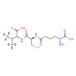 ChemSpider 2D Image | N-[(5R)-5-Amino-5-carboxypentanoyl]-L-cysteinyl-D-(4,4,4,4',4',4'-~2~H_6_)valine | C14H19D6N3O6S