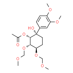 ChemSpider 2D Image | (1S,2S,5R,6S)-2-(3,4-Dimethoxyphenyl)-2-hydroxy-5,6-bis(methoxymethoxy)cyclohexyl acetate | C20H30O9