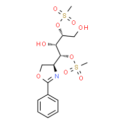 ChemSpider 2D Image | (2R,3S,4R)-1,3-Dihydroxy-4-[(methylsulfonyl)oxy]-4-[(4S)-2-phenyl-4,5-dihydro-1,3-oxazol-4-yl]-2-butanyl methanesulfonate | C15H21NO9S2