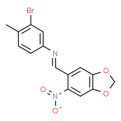 ChemSpider 2D Image | 3-Bromo-4-methyl-N-[(E)-(6-nitro-1,3-benzodioxol-5-yl)methylene]aniline | C15H11BrN2O4