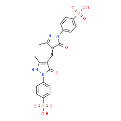 ChemSpider 2D Image | 4-(3-Methyl-4-{[5-methyl-3-oxo-2-(4-sulfophenyl)-2,3-dihydro-1H-pyrazol-4-yl]methylene}-5-oxo-4,5-dihydro-1H-pyrazol-1-yl)benzenesulfonic acid | C21H18N4O8S2