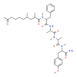 ChemSpider 2D Image | N-(2,4-Dimethyl-9-oxodecanoyl)-N-methylphenylalanylalanyl-N-methylalanyl-Nalpha,O-dimethyltyrosinamide | C40H59N5O7