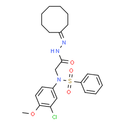 ChemSpider 2D Image | N-(3-Chloro-4-methoxyphenyl)-N-[2-(2-cyclooctylidenehydrazino)-2-oxoethyl]benzenesulfonamide | C23H28ClN3O4S