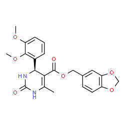 ChemSpider 2D Image | 1,3-Benzodioxol-5-ylmethyl (4S)-4-(2,3-dimethoxyphenyl)-6-methyl-2-oxo-1,2,3,4-tetrahydro-5-pyrimidinecarboxylate | C22H22N2O7