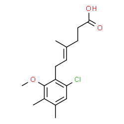 ChemSpider 2D Image | (4E)-6-(6-Chloro-2-methoxy-3,4-dimethylphenyl)-4-methyl-4-hexenoic acid | C16H21ClO3