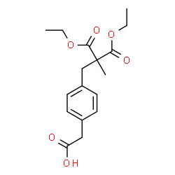 ChemSpider 2D Image | {4-[3-Ethoxy-2-(ethoxycarbonyl)-2-methyl-3-oxopropyl]phenyl}acetic acid | C17H22O6