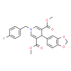 ChemSpider 2D Image | Dimethyl 4-(1,3-benzodioxol-5-yl)-1-(4-fluorobenzyl)-1,4-dihydro-3,5-pyridinedicarboxylate | C23H20FNO6