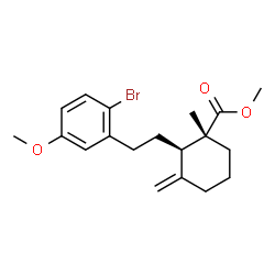 ChemSpider 2D Image | Methyl (1R,2R)-2-[2-(2-bromo-5-methoxyphenyl)ethyl]-1-methyl-3-methylenecyclohexanecarboxylate | C19H25BrO3