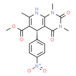 ChemSpider 2D Image | Methyl (5S)-1,3,7-trimethyl-5-(4-nitrophenyl)-2,4-dioxo-1,2,3,4,5,8-hexahydropyrido[2,3-d]pyrimidine-6-carboxylate | C18H18N4O6
