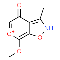 ChemSpider 2D Image | 7-Methoxy-3-methyl-4-oxo-2,4-dihydropyrano[4,3-d][1,2]oxazol-6-ium | C8H8NO4