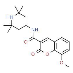 ChemSpider 2D Image | 8-Methoxy-2-oxo-N-(2,2,6,6-tetramethyl-4-piperidinyl)-2H-chromene-3-carboxamide | C20H26N2O4