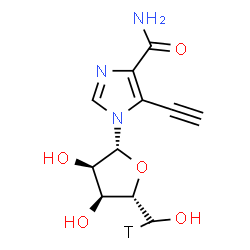 ChemSpider 2D Image | 5-Ethynyl-1-[(5R)-beta-D-(C~5~-~3~H_1_)ribofuranosyl]-1H-imidazole-4-carboxamide | C11H12TN3O5