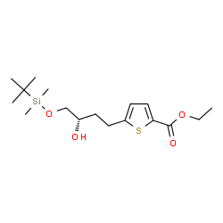 ChemSpider 2D Image | Ethyl 5-[(3S)-4-{[dimethyl(2-methyl-2-propanyl)silyl]oxy}-3-hydroxybutyl]-2-thiophenecarboxylate | C17H30O4SSi