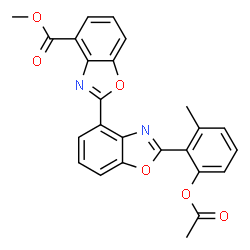 ChemSpider 2D Image | Methyl 2'-(2-acetoxy-6-methylphenyl)-2,4'-bi-1,3-benzoxazole-4-carboxylate | C25H18N2O6