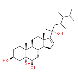 ChemSpider 2D Image | (3beta,5alpha,6beta,20R,24xi)-23-Methylergost-16-ene-3,5,6,20-tetrol | C29H50O4