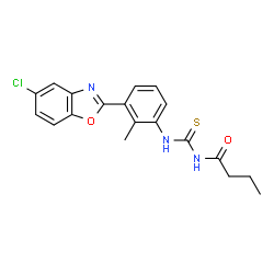 ChemSpider 2D Image | N-{[3-(5-Chloro-1,3-benzoxazol-2-yl)-2-methylphenyl]carbamothioyl}butanamide | C19H18ClN3O2S